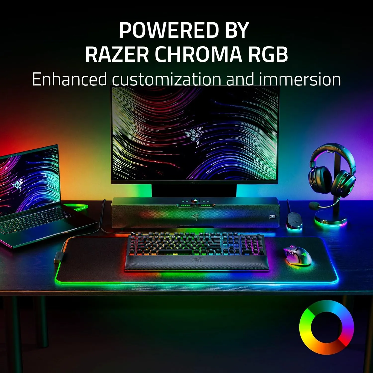 Razer Base Station V2 Chroma Headphone Headset Stand Holder: Chroma RGB Lighting - Taller Stand & Anti-Slip Ledge - USB Charging Ports - Anti-Slip Rubber Base - 3.5mm Port   Built-in DAC - Black
