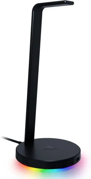 Razer Base Station V2 Chroma Headphone Headset Stand Holder: Chroma RGB Lighting - Taller Stand & Anti-Slip Ledge - USB Charging Ports - Anti-Slip Rubber Base - 3.5mm Port   Built-in DAC - Black