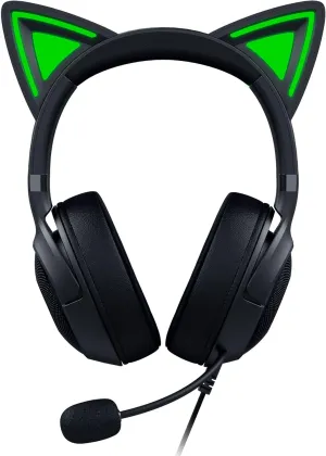 Razer Kraken Kitty V2 - Wired RGB Headset with Kitty Ears (Stream Reactive Lighting, HyperClear Cardioid Mic, Triforce 40mm Drivers, 7.1 Surround Sound) Black