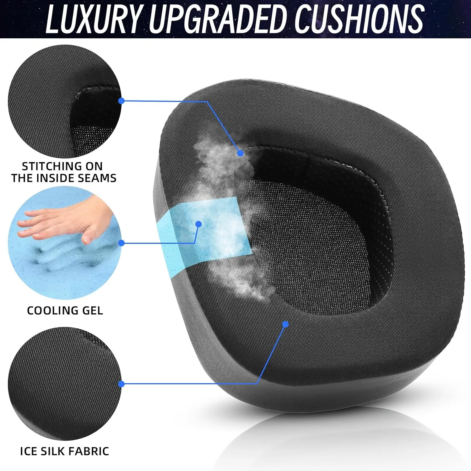 Replacement Ear Pads Cushions for Corsair Void & Corsair Void PRO RGB Wired/Wireless Gaming Headsets(Cooling-Gel/Black)