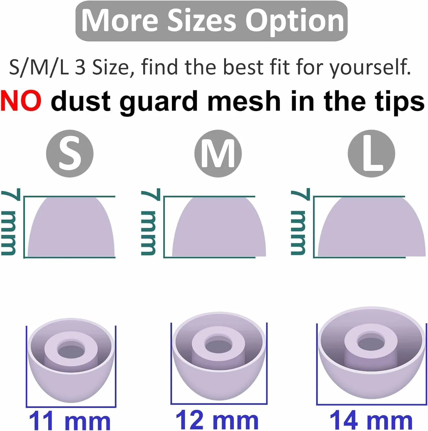 Replacement Earbud Ear Buds Tips Eartips Compatible with Samsung Galaxy Buds 2 Pro Earbuds, 3 Pairs S/M/L 3 Sizes Soft Silicone Earbuds Tips Ear Tip  Bora Purple 723