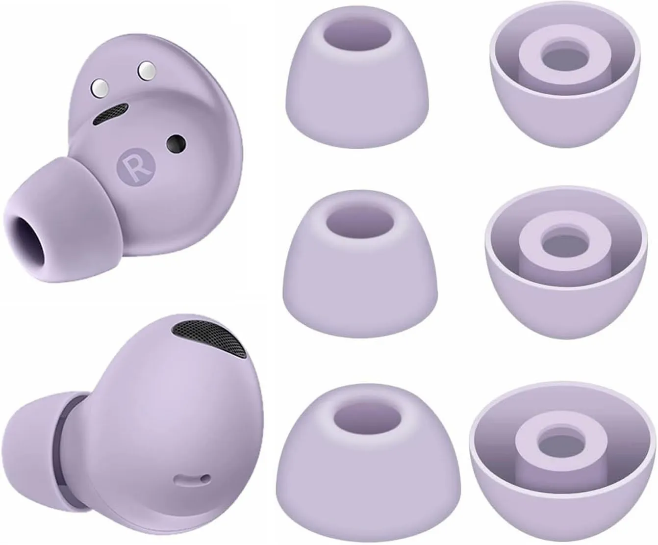 Replacement Earbud Ear Buds Tips Eartips Compatible with Samsung Galaxy Buds 2 Pro Earbuds, 3 Pairs S/M/L 3 Sizes Soft Silicone Earbuds Tips Ear Tip  Bora Purple 723