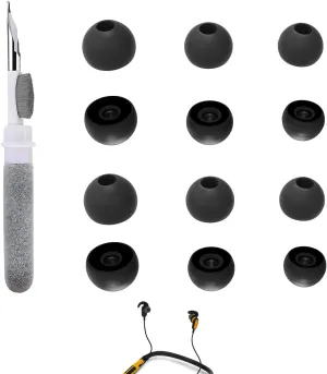 Replacement Earbud Tips Compatible with DEWALT Jobsite/Pro X1/X2/Neckband Earphones/Behind-Neck/2-in-1 Neckband Earbuds, Silicone Ear Tips, Fits in Case, S/M/L 6 Pairs, with 3-in-1 Cleaner