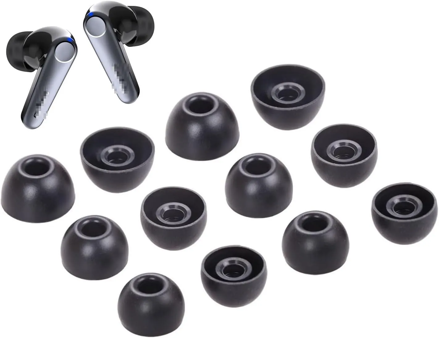 Replacement Earbuds Ear Tips Eartips Ear Cap Compatible with EarFun Air Pro 3 / Air Pro 2 / EarFun Air, S/M/L Silicone Earbuds Tip 6 Pairs,Black (713efb6p)