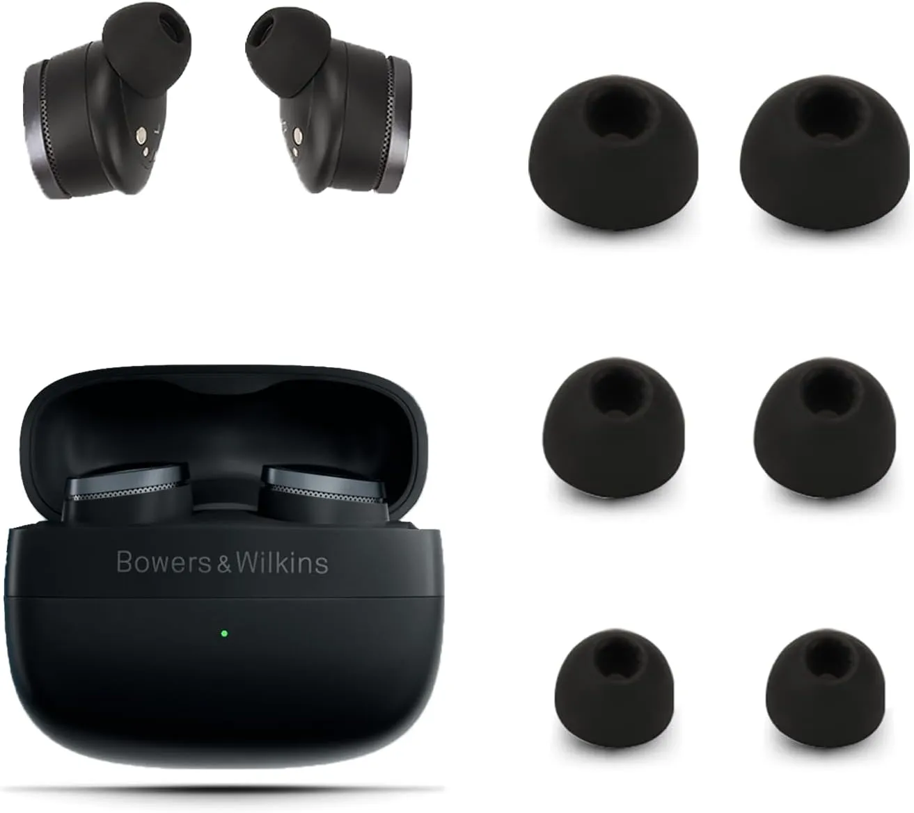 Replacement Earbuds for Bowers & Wilkins Pi8 Wireless Earbuds,NOUKAJU Silicone Earbuds,S/M/L 3 Size,Earbuds Tips for B&W Pi8,3 Pairs(Black)