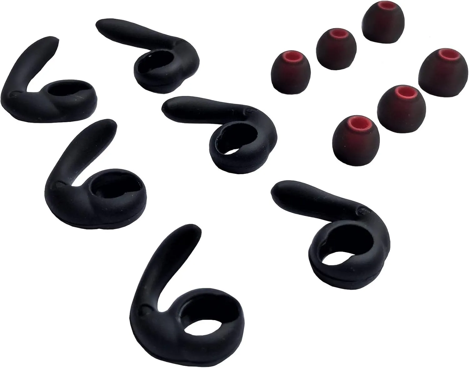 Replacement Earbuds Tips Budlock Earphone Soft Silicone Sport Grips Fins Wings Earhook Tips For in-Ear and Ear Canal Earbuds (3Black-LMS)