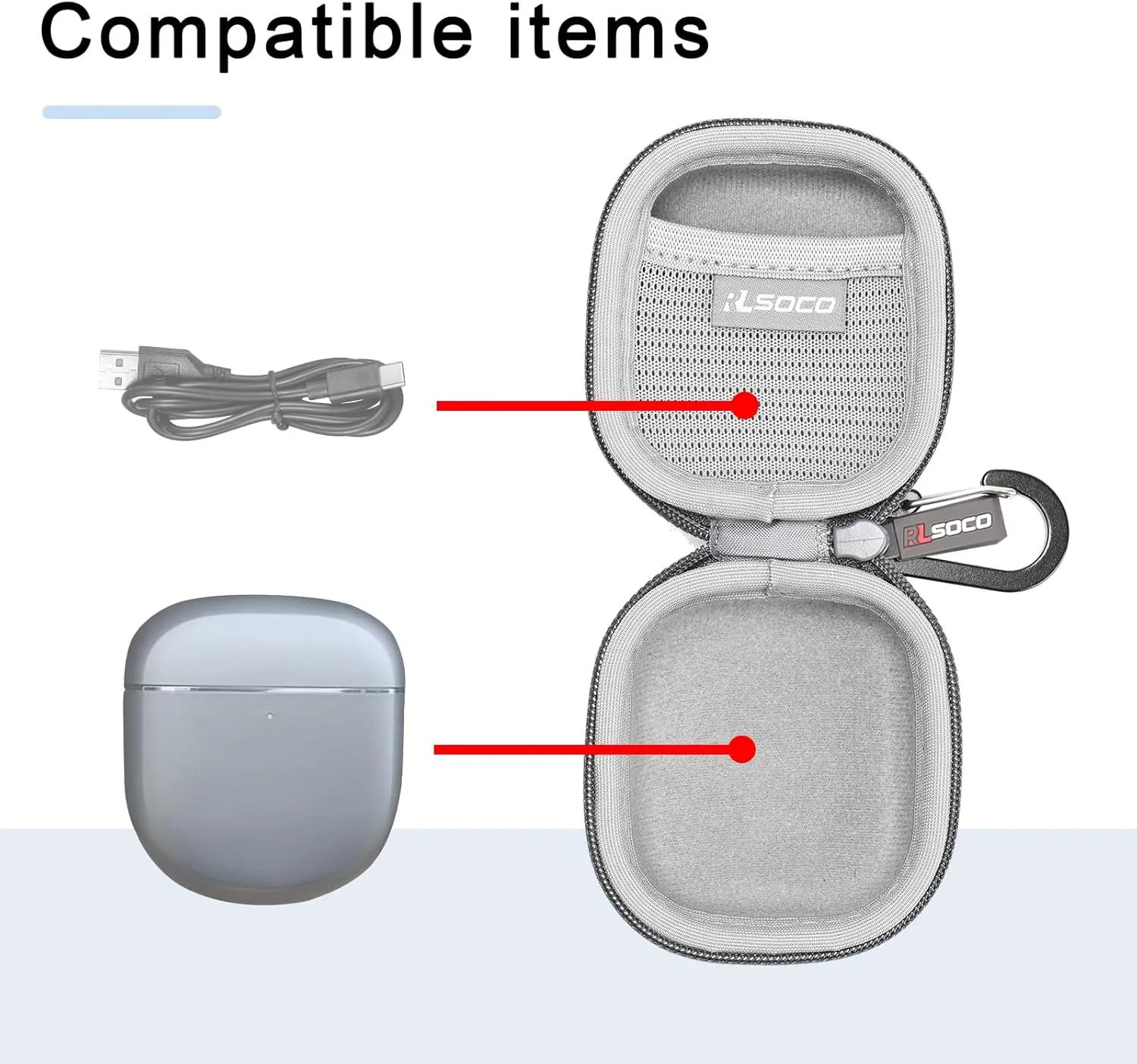 RLSOCO Hard Case for Bose QuietComfort Ultra/QuietComfort Earbuds II/Earbuds 2 Wireless Noise Cancelling Earbuds (Grey)