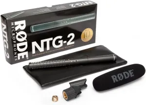 Rode NTG-2 Dual Powered Condenser Mic Bundle with Cable, Handheld Boom Pole Deadcat
