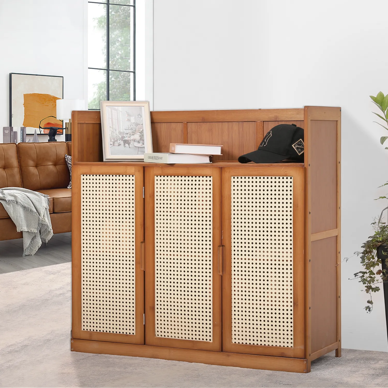 Shoe Storage - 5 Tiers 3 door - Brown