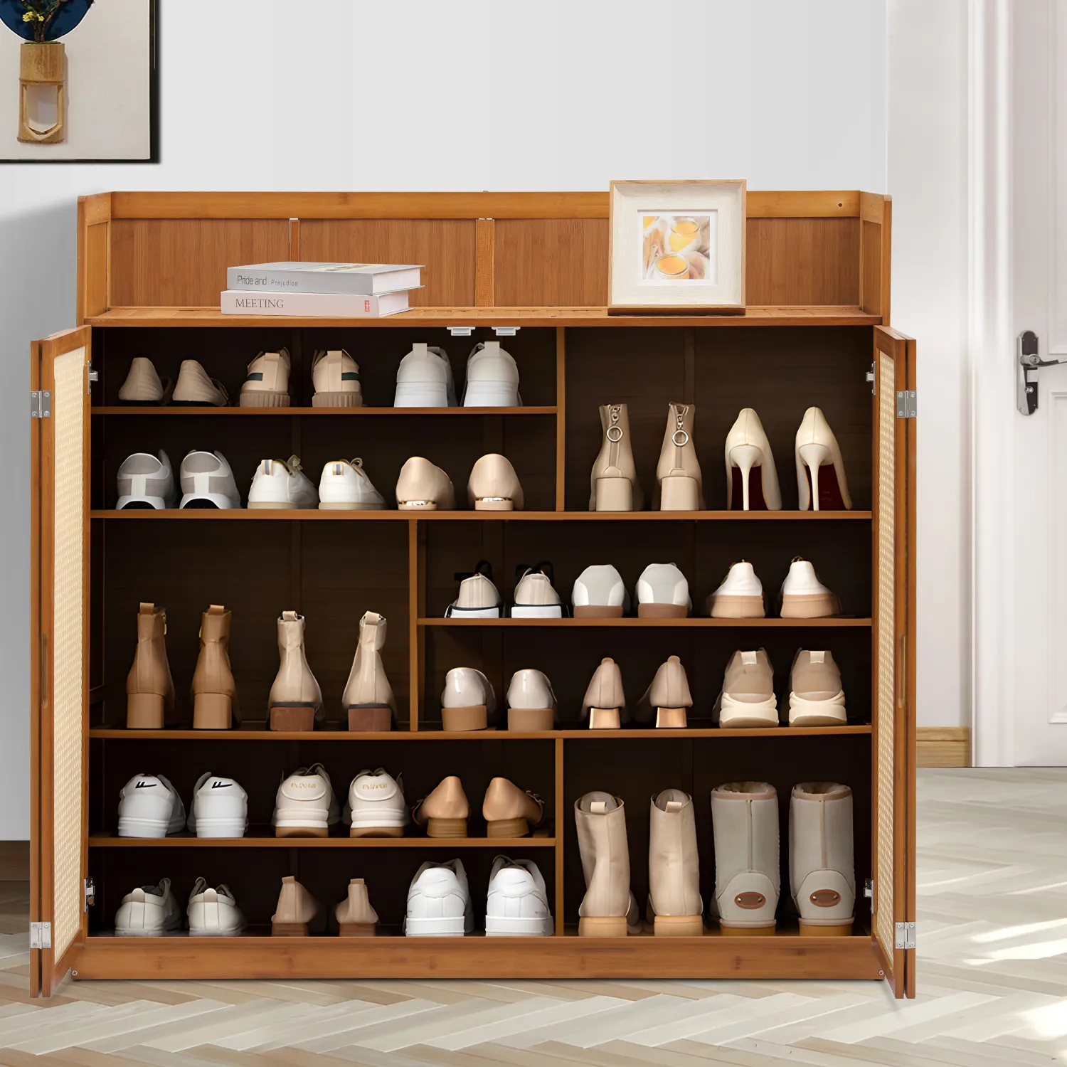 Shoe Storage - 7 Tiers 4 door - Brown