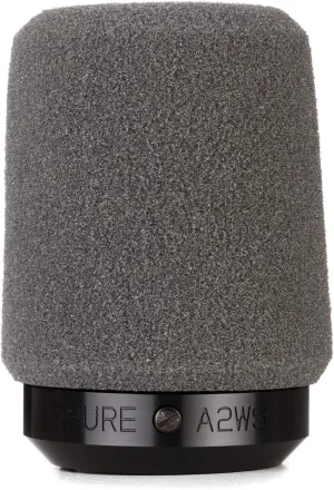 Shure A2WS Locking Microphone Windscreen - Reduces Unwanted Breath and Wind Noise, Gray - Compatible with SM57 and 545 Series Mics (A2WS-GRA)