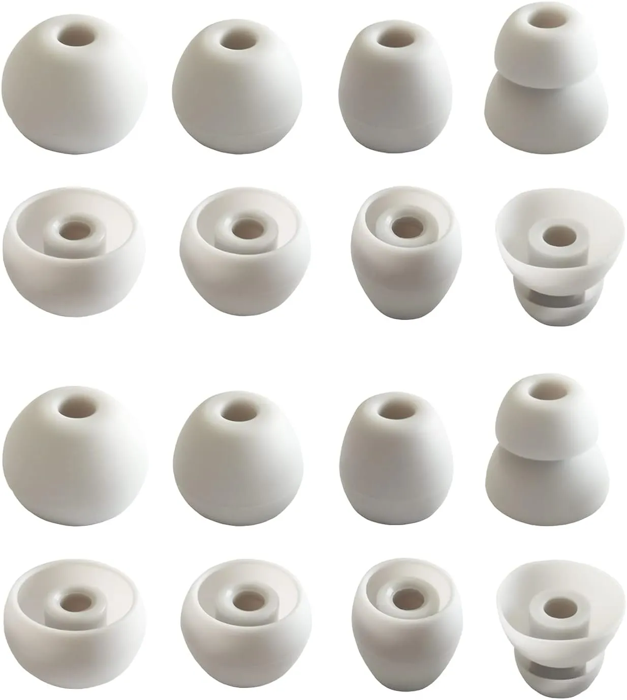 Silicone Replacement Ear Tips for Beats Flex - Double Flange Ear Tips, 8 Pairs - Gray, White