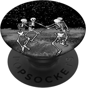 Skeletons Dancing Night Sky Cool Goth Aesthetic Halloween PopSockets Swappable PopGrip