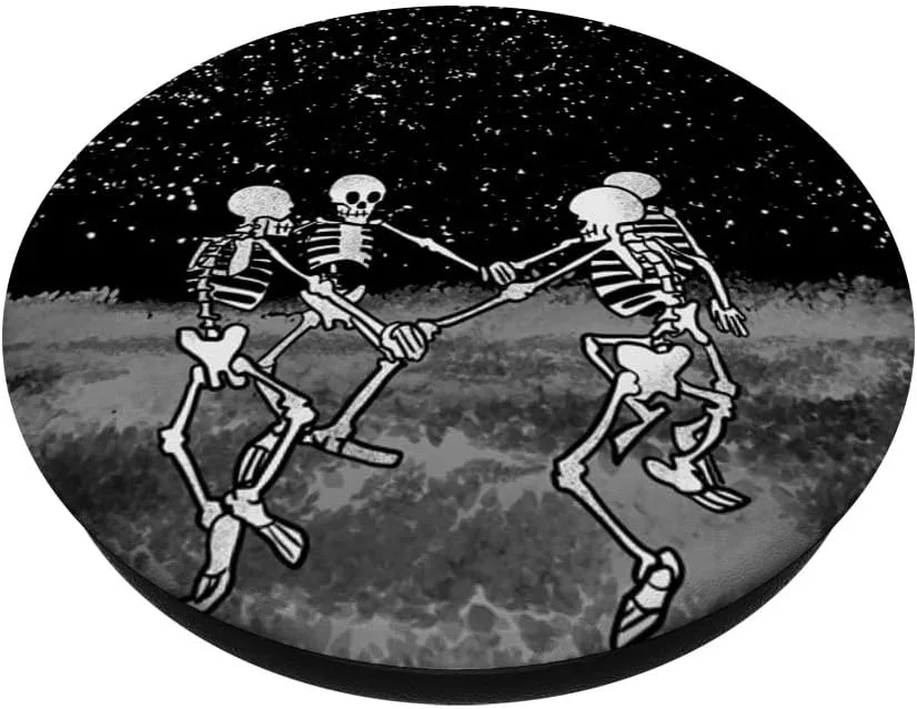 Skeletons Dancing Night Sky Cool Goth Aesthetic Halloween PopSockets Swappable PopGrip