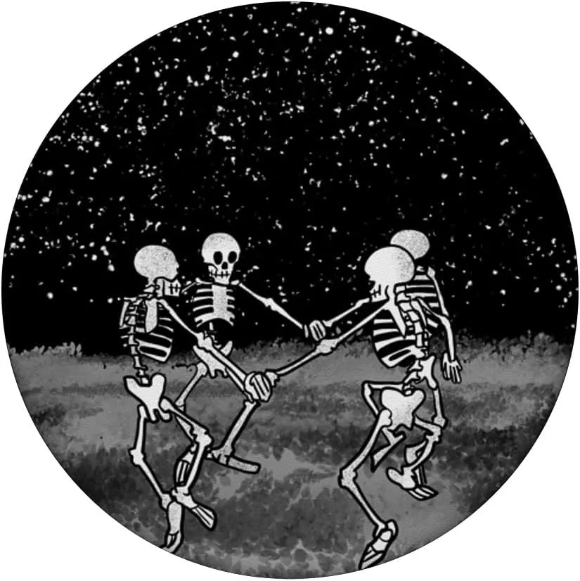 Skeletons Dancing Night Sky Cool Goth Aesthetic Halloween PopSockets Swappable PopGrip