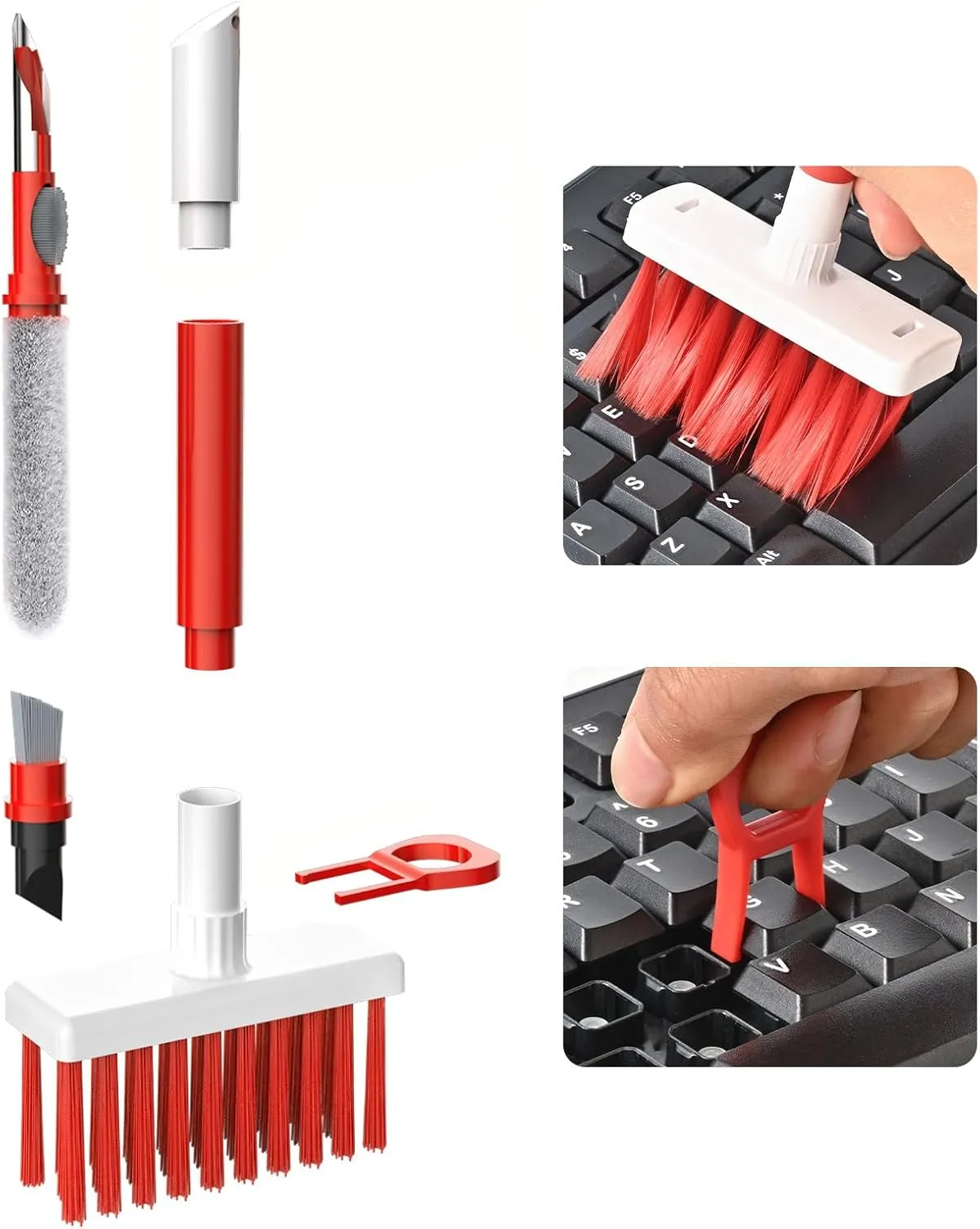 Soft Brush Keyboard Cleaner, Computer Cleaning Tool Kit, 7 in 1 Multipurpose Corner Slit Duster Keycap Puller and Soft Microfiber Brush for Bluetooth Headset Lego Airpods Laptop Camera Lens