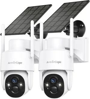 Solar Security Cameras Wireless Outdoor,360 View Battery Powered with Spotlight Color Night Vision,2K WiFi Home Security,PIR Sensor,Wireless Easy Install, 2.4 GHz Wi-Fi