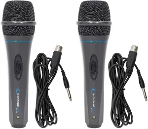 Technical Pro 2 MK75 Karaoke DJ Wired Microphones Mics 10 ft. XLR to 1/4" Cables