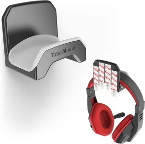 TotalMount Gaming Headset Hangers  Include Removable Adhesive Strips for Easy, Damage-Free Wall, Desk, or PC Mounting (Black Headphone Hooks with Premium Silicone Cradles  Two Pack)
