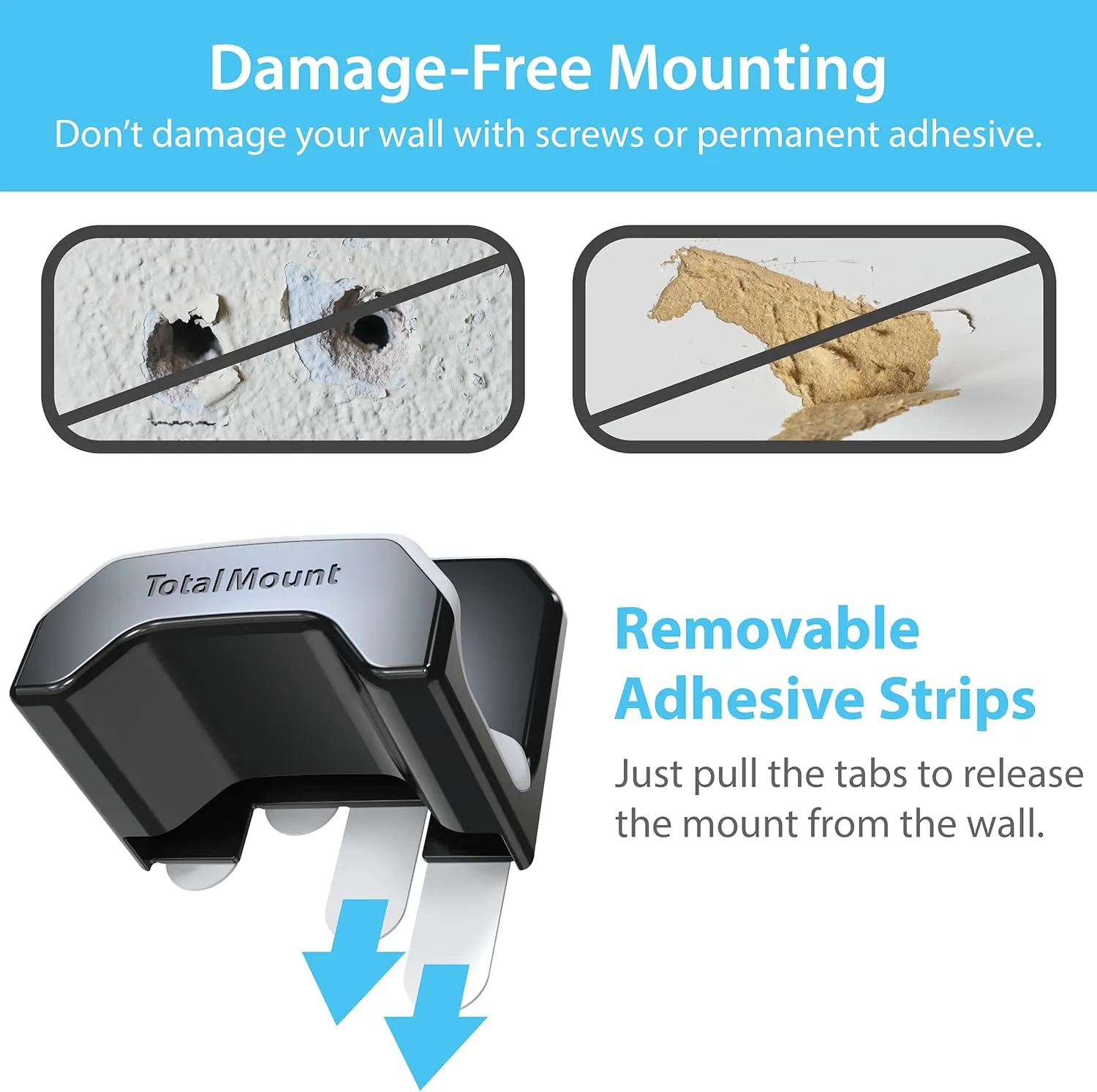 TotalMount Gaming Headset Hangers  Include Removable Adhesive Strips for Easy, Damage-Free Wall, Desk, or PC Mounting (Black Headphone Hooks with Premium Silicone Cradles  Two Pack)