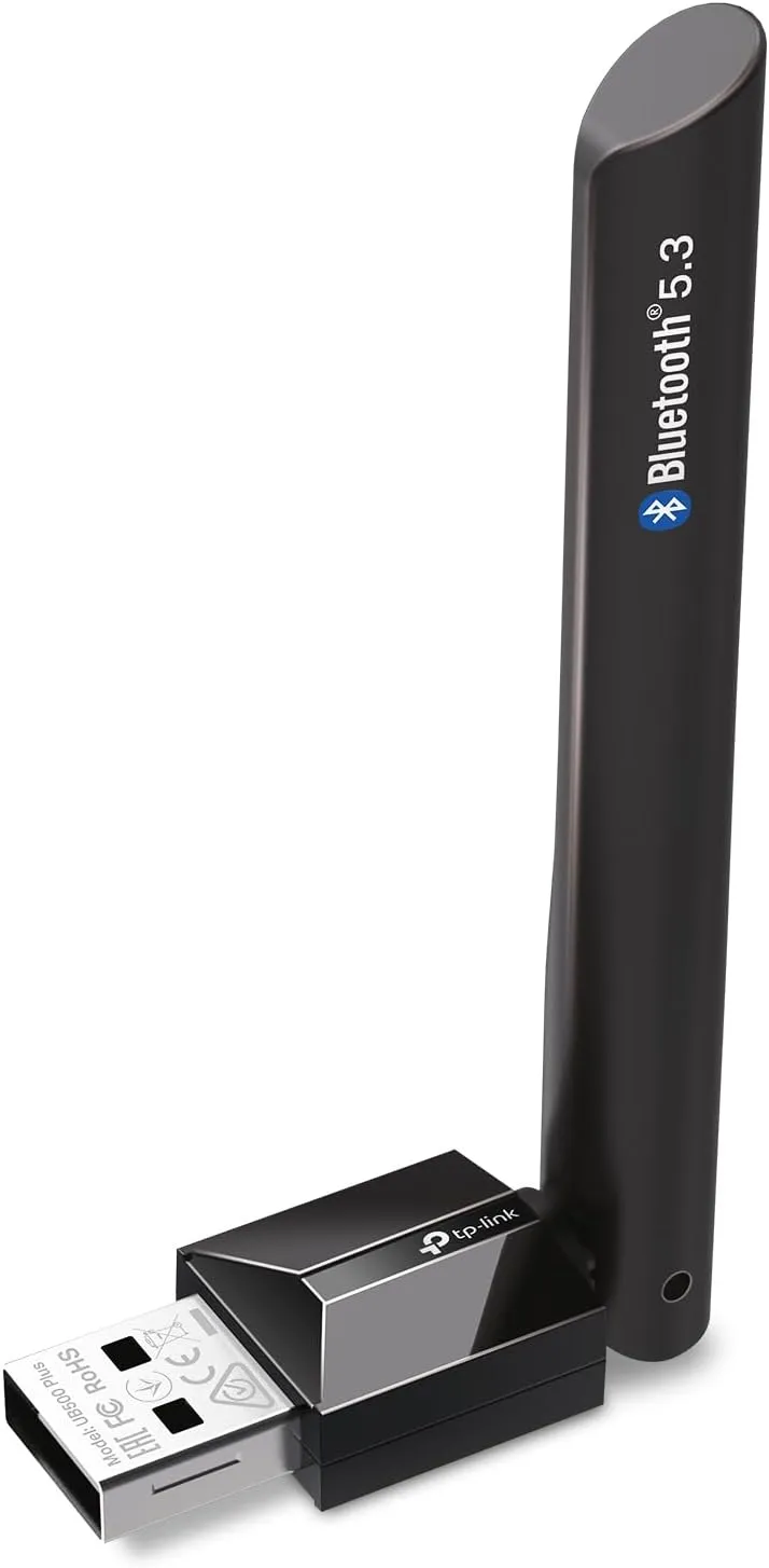 TP-Link USB Bluetooth Adapter for PC, Bluetooth 5.3 Long Range Receiver, Plug and Play, Adjustable Antenna, Supports Windows 11/10/8.1/7 for Desktop, Laptop, PS5/PS4/Xbox Controller (UB500 Plus)