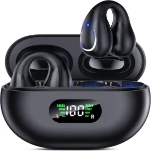 True Open Ear Headphones Wireless 40H Playtime, 16.2mm Stereo Bass, Bluetooth 5.3 & Ambient Awareness, LED Power Display for Running/Cycling
