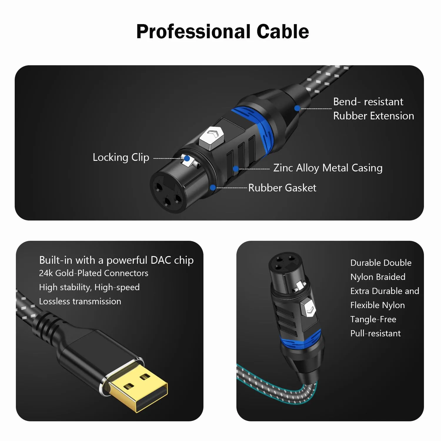 USB Microphone Cable, 10FT XLR Female to USB Microphone Cable Mic Link Converter Cable for Microphones or Recording Karaoke Sing, Compatible with Dynamic Microphones, Windows, Laptop, Mac OS
