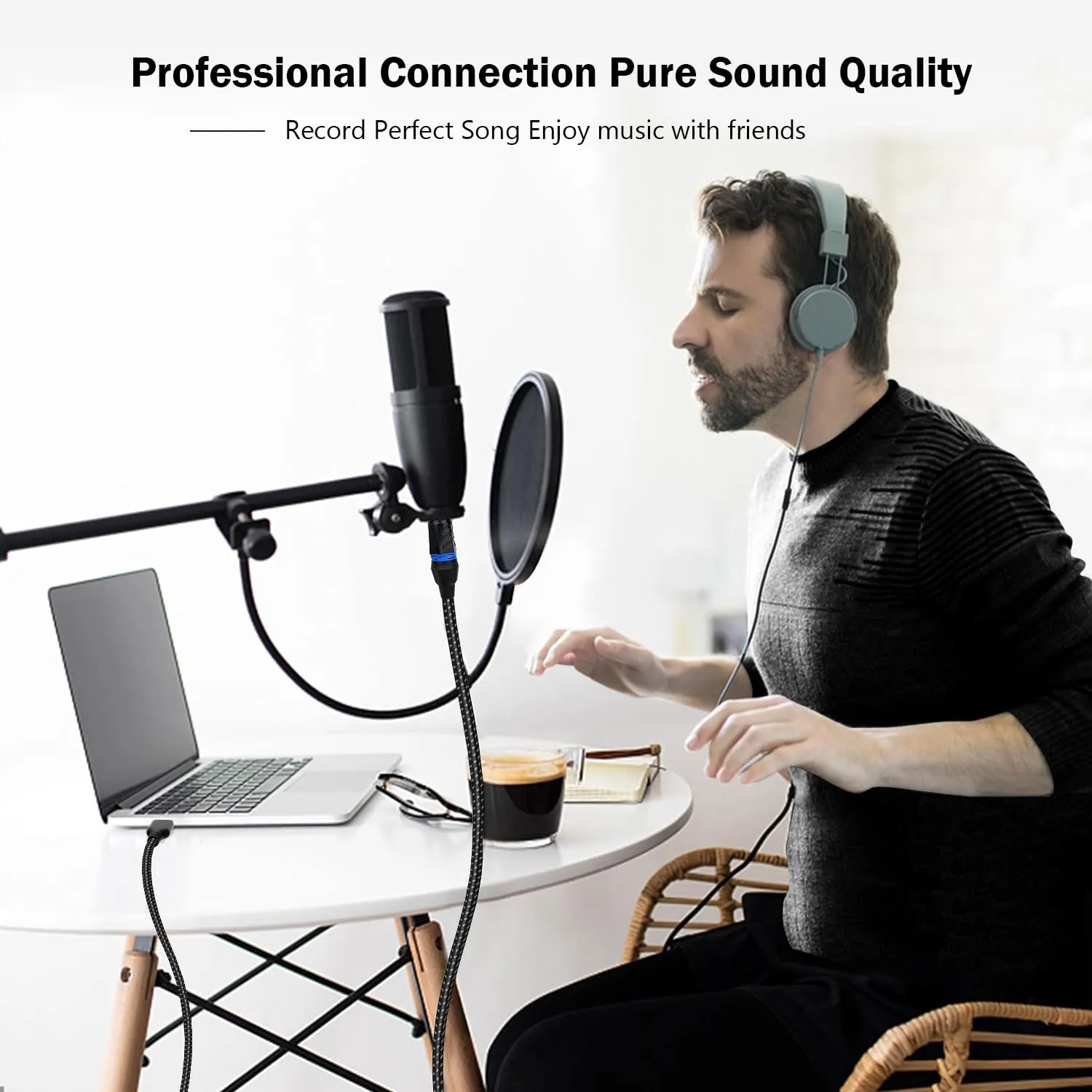 USB Microphone Cable, 10FT XLR Female to USB Microphone Cable Mic Link Converter Cable for Microphones or Recording Karaoke Sing, Compatible with Dynamic Microphones, Windows, Laptop, Mac OS