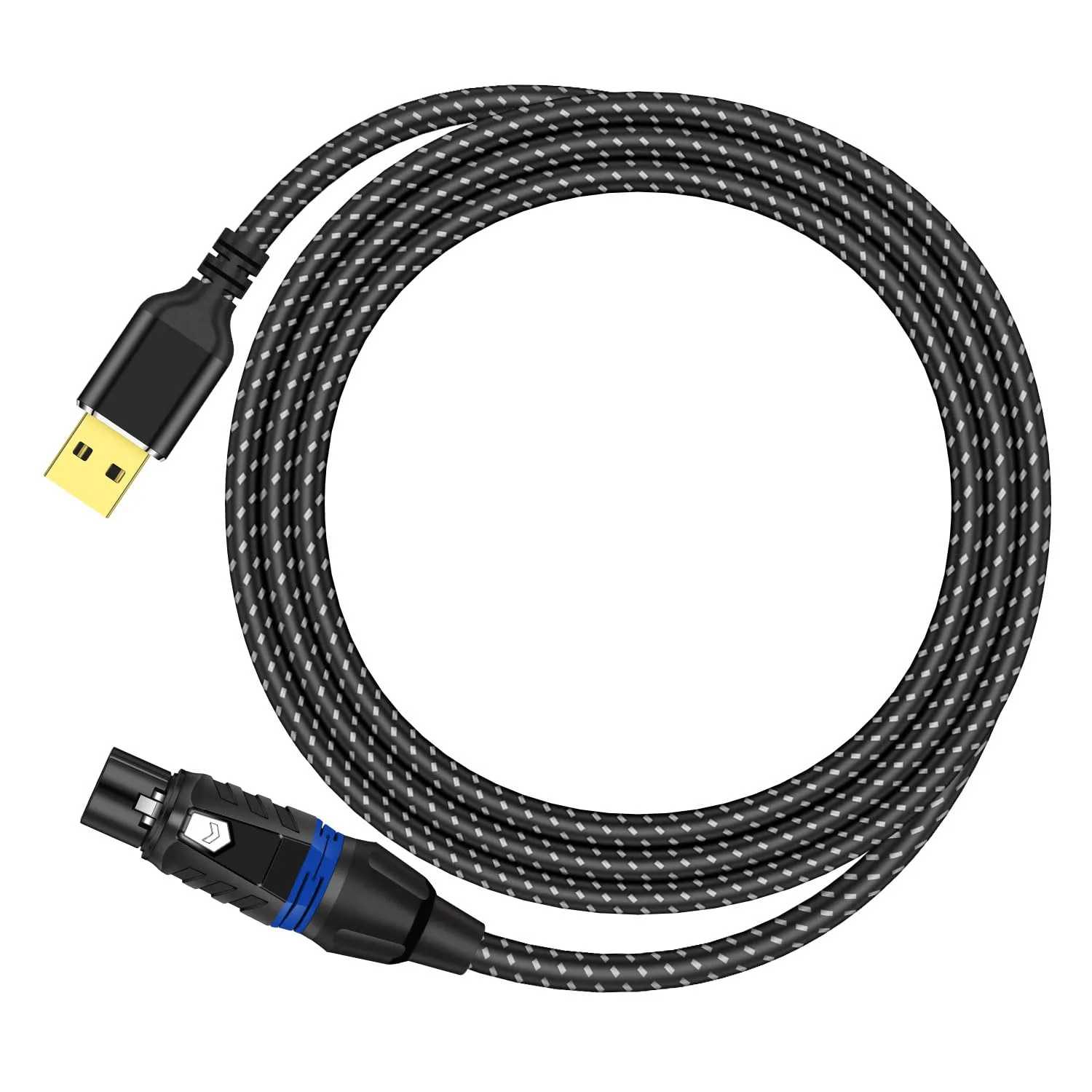 USB Microphone Cable, 10FT XLR Female to USB Microphone Cable Mic Link Converter Cable for Microphones or Recording Karaoke Sing, Compatible with Dynamic Microphones, Windows, Laptop, Mac OS