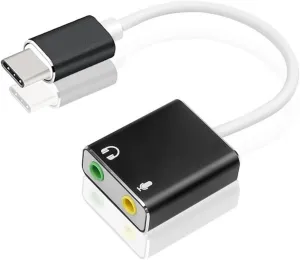 USB Sound Adapter, External Sound Card for PC and LaptopUSB Microphones Adapter to 3.5mm(1/8inch) for Headphone Speaker