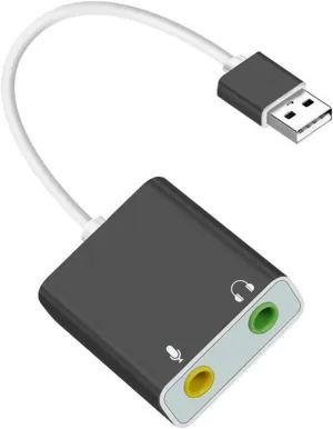 USB Sound Adapter, External Sound Card for PC and LaptopUSB Microphones Adapter to 3.5mm(1/8inch) for Headphone Speaker