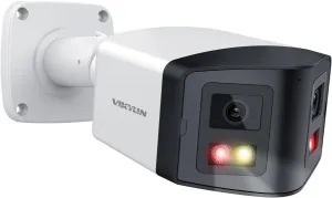 VIKYLIN 180 Dual-Lens 4MP PoE IP Security Bullet Camera with Panoramic Ultra Wide Viewing Angle, 2-Way Talk, Human Detection, SD (512GB), Full Color/EXIR2.0 Night Vision,NDAA Complaint