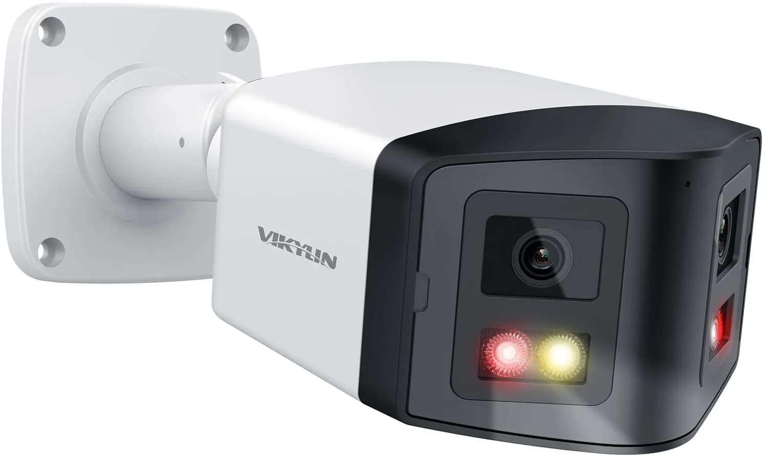 VIKYLIN 180 Dual-Lens 4MP PoE IP Security Bullet Camera with Panoramic Ultra Wide Viewing Angle, 2-Way Talk, Human Detection, SD (512GB), Full Color/EXIR2.0 Night Vision,NDAA Complaint
