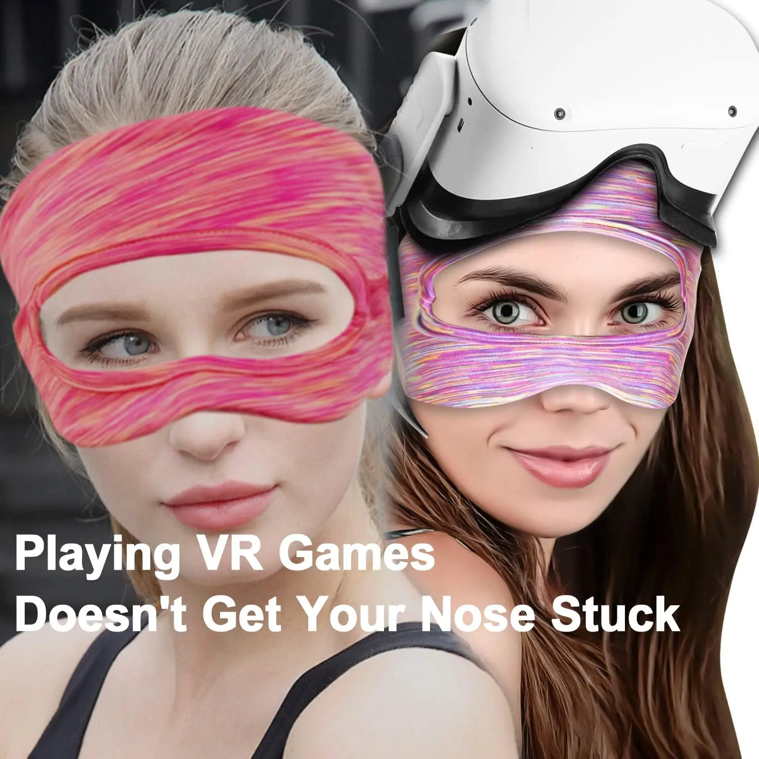 VR Mask Cover, Eye Face Cover Breathable Sweat Band for Meta/Oculus Quest 3 Quest2, Vision Pro Headset, Quest Pro, PSVR2 and Virtual Reality Game. (Rainbow/Gray/Blue)