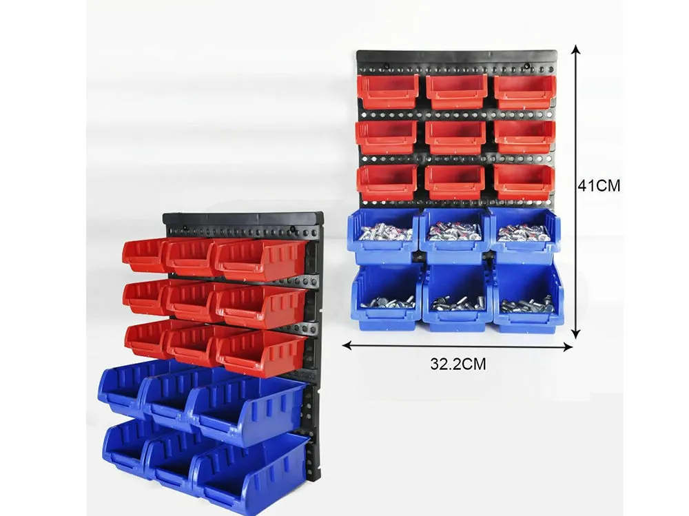 Wall Mounted Garage Organiser / Parts Rack With 30 Bins