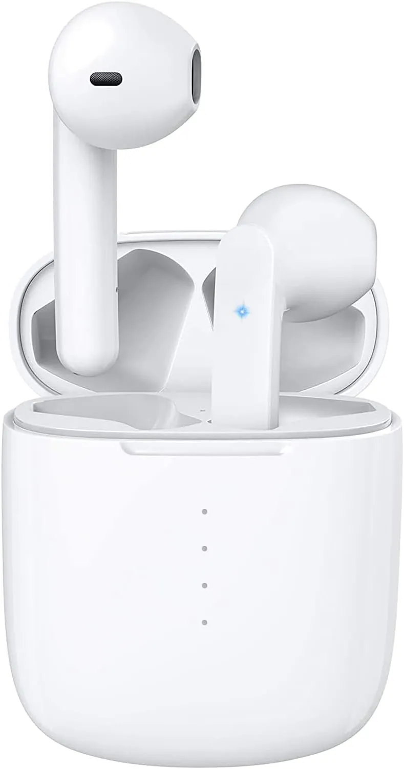 Wireless Earbuds Bluetooth 5.0 Headphones with Charging Case, IPX8 Waterproof, 3D Stereo Airpods in-Ear Ear Buds Built-in Mic, Open Lid Auto Pairing for Android/Samsung/Apple iPhone (White)