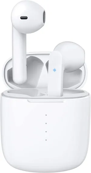 Wireless Earbuds Bluetooth 5.0 Headphones with Charging Case, IPX8 Waterproof, 3D Stereo Airpods in-Ear Ear Buds Built-in Mic, Open Lid Auto Pairing for Android/Samsung/Apple iPhone (White)