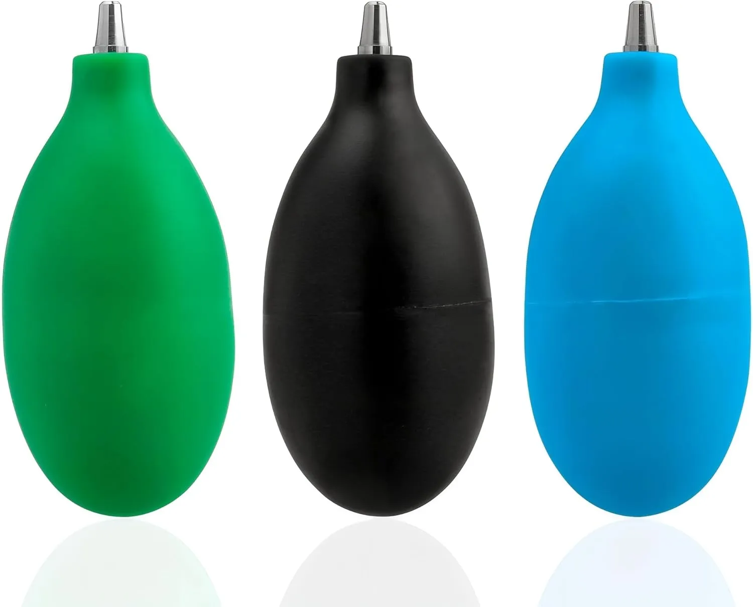 Yakamoz 3Pcs Metal Tip Camera Air Blower Blaster - Manual PVC Bulb Air Pump Dust Cleaner for Coffee Grinder, Camera Lens,CCD Sensor, Keyboard, Watch Dust Cleaning Tool (Black, Blue, Green)